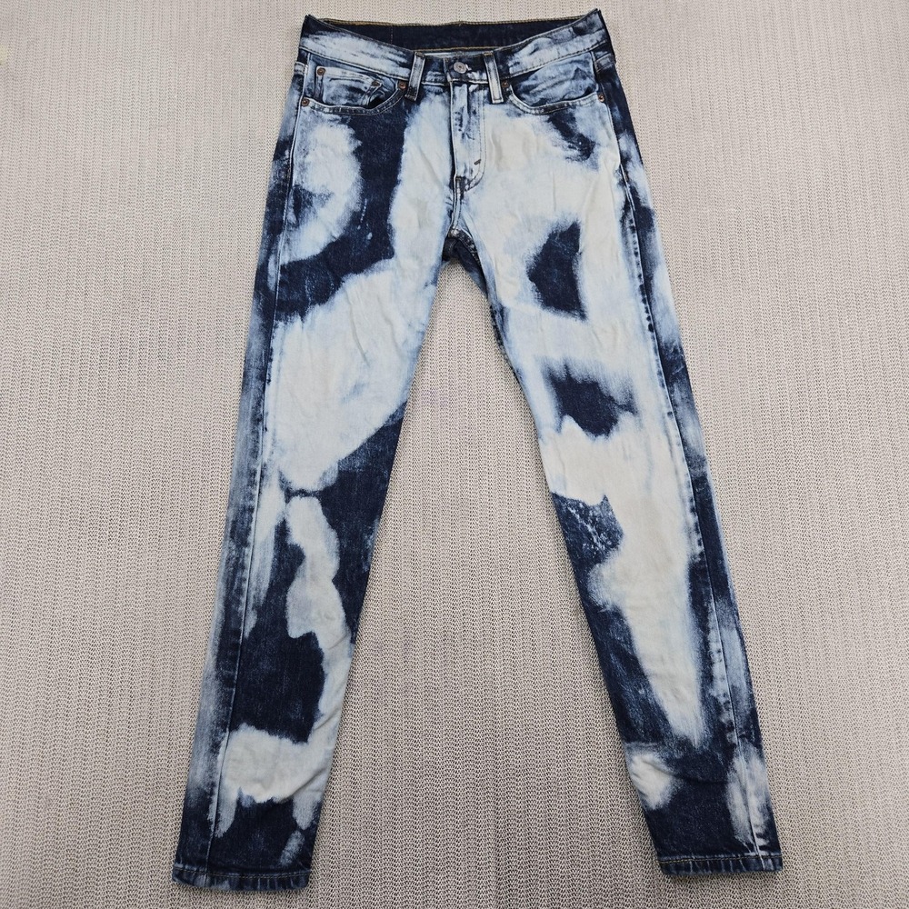 Levis Jeans Mens 29x30 Blue Skinny Taper Bleach Tie Dye Acid Wash Denim Pants